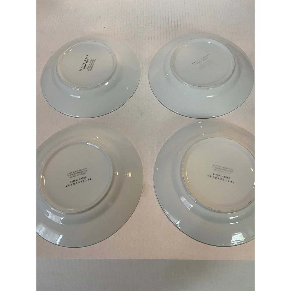 Pottery Barn Great White Salad Plates Set of 4 White Stoneware 8.25 Inch Rimmed